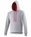 JH003 Varsity hoodie Heather Grey / Fire Red colour image