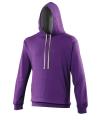 JH003 Varsity hoodie Purple / Heather Grey colour image