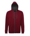 JH053 Contrast Zip Hoodie Burgundy / Charcoal colour image