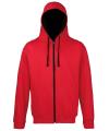 JH053 Contrast Zip Hoodie Fire Red / Jet Black colour image