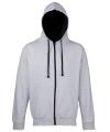 JH053 Contrast Zip Hoodie Heather Grey / French Navy colour image