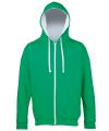 JH053 Contrast Zip Hoodie Kelly Green / Arctic White colour image