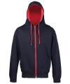 JH053 Contrast Zip Hoodie New French Navy / Fire Red colour image