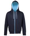JH053 Contrast Zip Hoodie New French Navy / Sky colour image