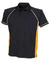 LV372 Kids piped performance polo Black / Amber / White colour image