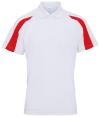 JC043 Contrast Cool Polo Arctic White / Fire Red colour image