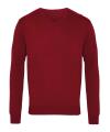 PR694 V neck knitted sweater Burgundy colour image