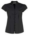 KK727 Women's continental blouse mandarin collar cap sleeve Black colour image
