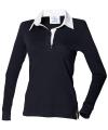 FR101 Women's long sleeve plain rugby shirt Black / White colour image