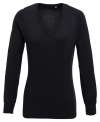 PR696 Women's V Neck Knitted Sweater Charcoal colour image