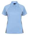 LV371 Women's Piped Performance Polo Sky / Navy / White colour image
