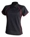 LV371 Women's Piped Performance Polo Black / Red colour image