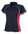 LV371 Women's Piped Performance Polo Navy / Red / White colour image