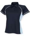 LV371 Women's Piped Performance Polo Navy / Sky / White colour image