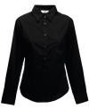 65012 Lady Fit Long Sleeve Poplin Shirt Black colour image