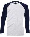 61028 Long Sleeve Baseball T Shirt Heather Grey / Deep Navy colour image