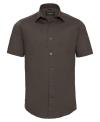 947M Men's Short Sleeve Easy Care Fitted Shirt Chocolate colour image