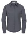 924F Ladies Long Sleeve Poly Cotton Easy Care Fitted Poplin Shirt Convoy Grey  colour image