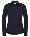 924F Ladies Long Sleeve Poly Cotton Easy Care Fitted Poplin Shirt French Navy colour image