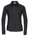 924F Ladies Long Sleeve Poly Cotton Easy Care Fitted Poplin Shirt Black colour image