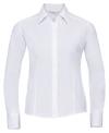 924F Ladies Long Sleeve Poly Cotton Easy Care Fitted Poplin Shirt White colour image