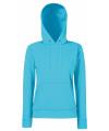 62038 Fruit Of The Loom Lady Fit Hooded Sweat Azure Blue colour image