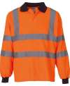 HVJ310-3M Hi Vis Long Sleeve Polo Shirt Hi Vis Orange colour image