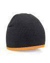 B44C Beechfield Two Tone Beanie Knitted Hat Black / Fluorescent Orange colour image