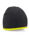 B44C Beechfield Two Tone Beanie Knitted Hat Black / Fluorescent Yellow colour image