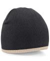 B44C Beechfield Two Tone Beanie Knitted Hat Black / Stone colour image