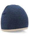 B44C Beechfield Two Tone Beanie Knitted Hat French Navy / Stone colour image