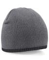 B44C Beechfield Two Tone Beanie Knitted Hat Graphite Grey / Black colour image