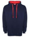 FH002 FDM Unisex Contrast Hoodie Navy / Fire Red colour image