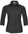 926F Ladies' 3/4 Sleeve Poly Cotton Easy Care Fitted Polin Shirt Black colour image