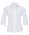 926F Ladies' 3/4 Sleeve Poly Cotton Easy Care Fitted Polin Shirt White colour image