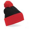 B451 Beechfield Snowstar Two Tone Beanie Black / Bright Red colour image