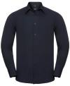 924M Men's Long Sleeve Poly Cotton Easy Care Tailored Poplin Shirt French Navy colour image