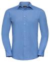 924M Men's Long Sleeve Poly Cotton Easy Care Tailored Poplin Shirt Corporate Blue colour image