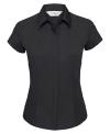 925F Ladies' Cap Sleeve Polycotton Easy Care Fitted Poplin Shirt Black colour image