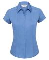 925F Ladies' Cap Sleeve Polycotton Easy Care Fitted Poplin Shirt Corporate Blue colour image