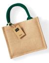 W412 Westford Mill Jute Mini Gift Bag Natural / Forest Green colour image