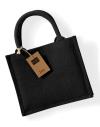 W412 Westford Mill Jute Mini Gift Bag Black / Black colour image