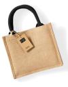 W412 Westford Mill Jute Mini Gift Bag Natural / Black colour image