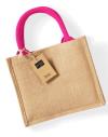 W412 Westford Mill Jute Mini Gift Bag Natural / Fuchsia colour image