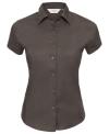 947F Ladies' Cap Sleeve Easy Care Fitted Shirt Chocolate colour image