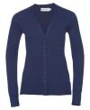 715F Ladies' V Neck Knitted Cardigan French Navy colour image