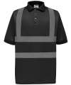 HVJ210-3M Hi Vis Short Sleeve Polo Shirt Black colour image