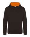 JH003B Kids Varsity Hoodie Jet Black / Orange Crush colour image