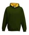 JH003B Kids Varsity Hoodie Forest Green / Gold colour image