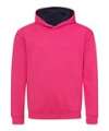 JH003B Kids Varsity Hoodie Hot Pink / French Navy colour image